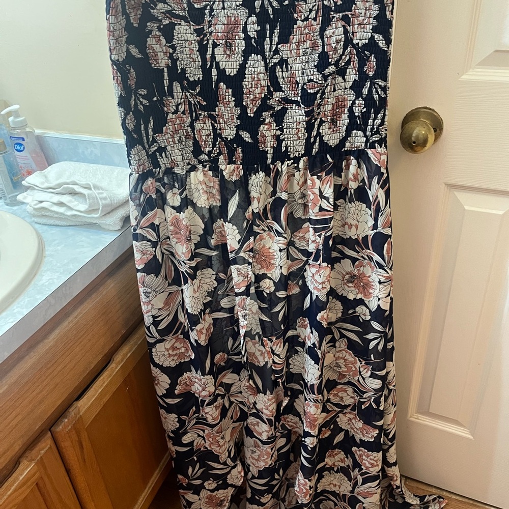 Floral Print Women's Strapless Top Skirt